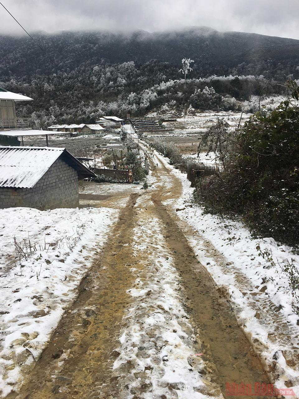 Northern Vietnam mountains engulfed in white snow Northern Vietnam mountains engulfed in white snow